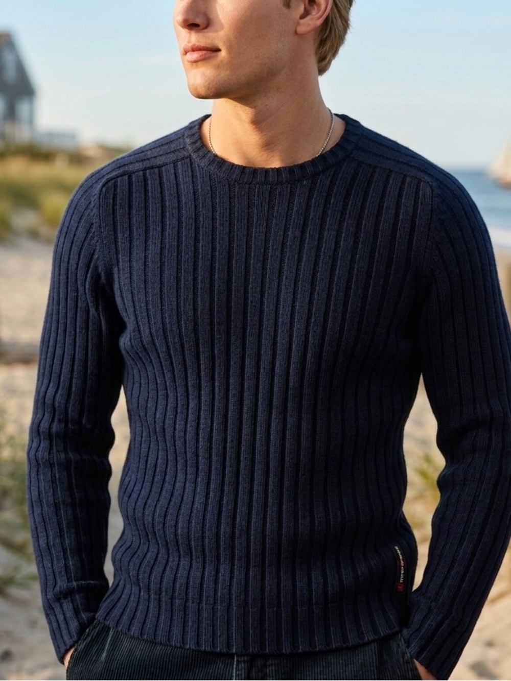 Vintage Abercrombie Muscle Series Lambswool Ribbed Sweater Men’s L Navy Y2K